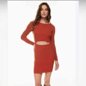Wilfred Rust Ribbed Knit Mini Dress